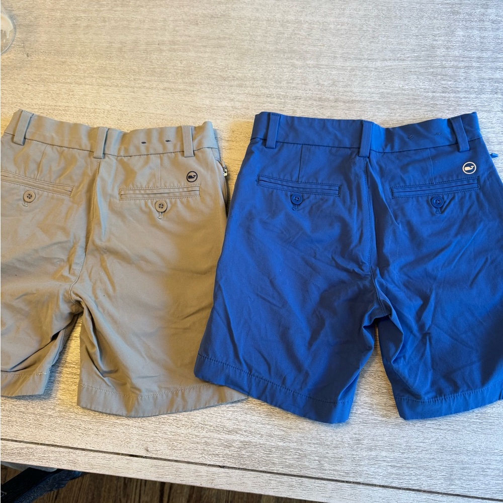 Bundle of Boy’s Performance On-The-Go Vineyard Vines Blue and Tan Shorts - Picture 2 of 8